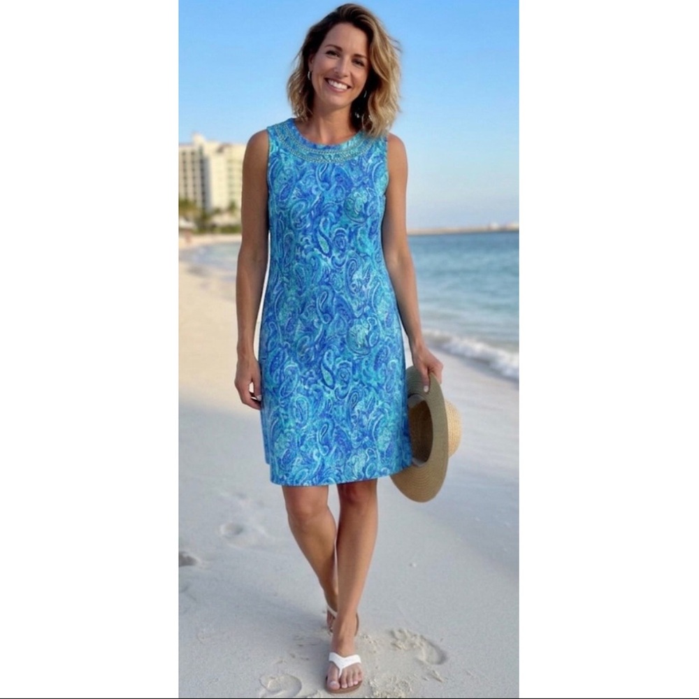 Talbots Watercolor Paisley Shift Dress Small